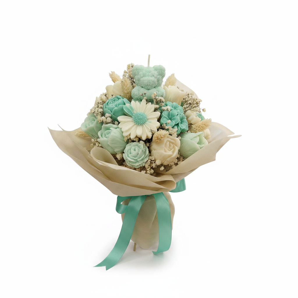 Bouquet di fiori in cera – colore Tiffany