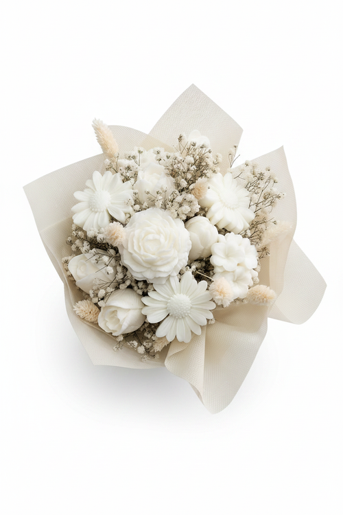 Bouquet Fiori di Cera Bianco Panna - vista dall'alto