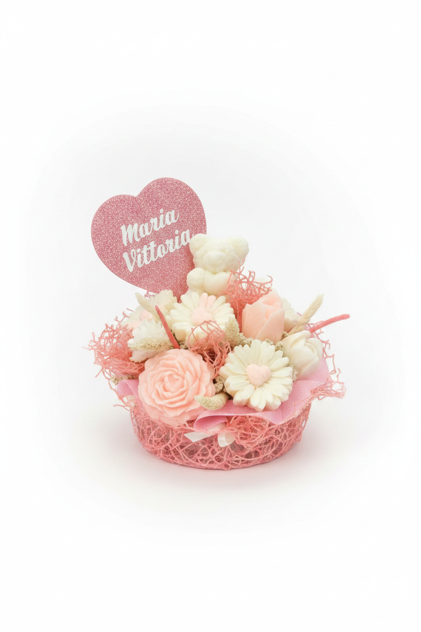 Bouquet Fiori in Cera Rosa - senza cellophane