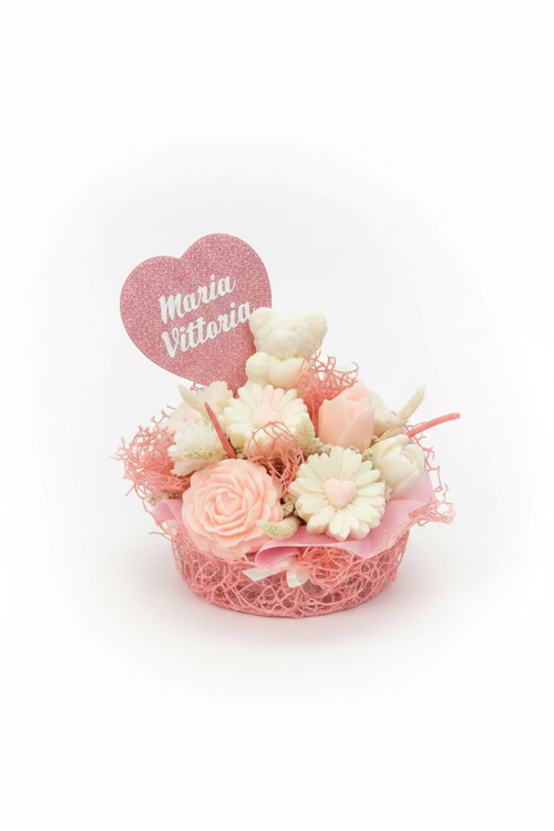Bouquet Fiori in Cera Rosa - senza cellophane