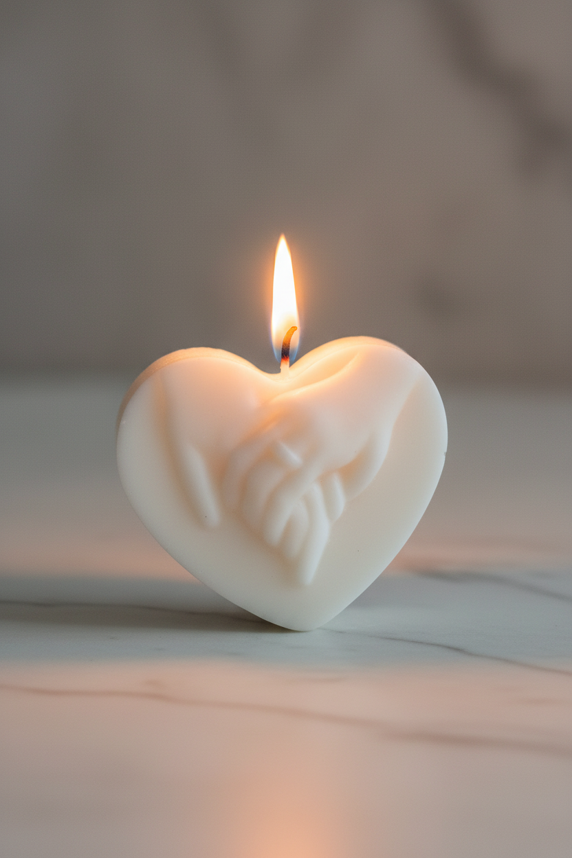 Candela cuore sposi con fiamma