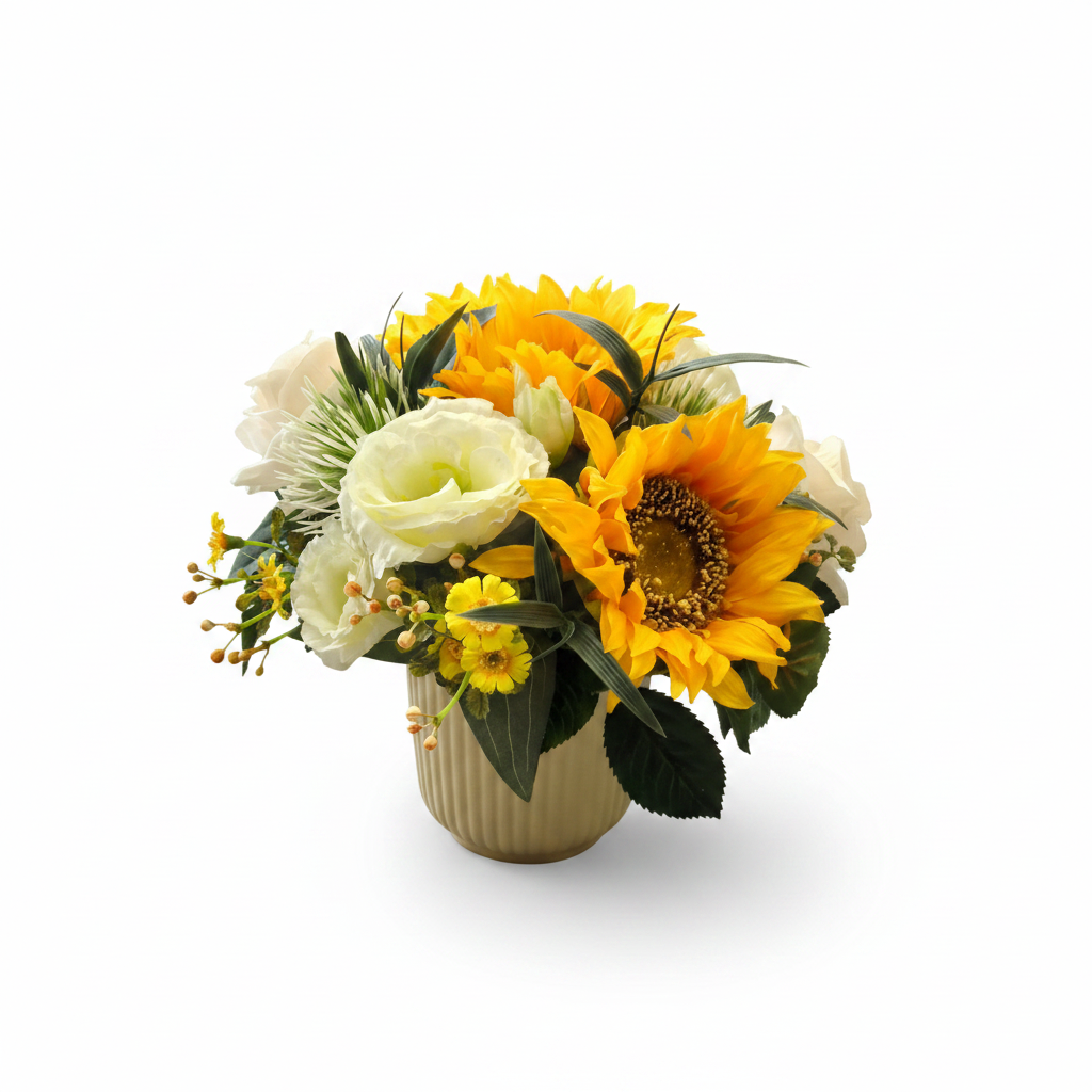 Composizione Girasoli e Lisianthus