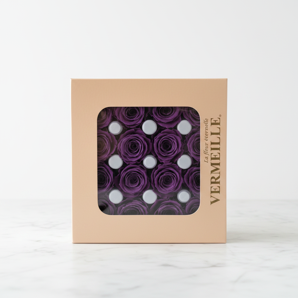 Scatola 16 Rose Stabilizzate Viola