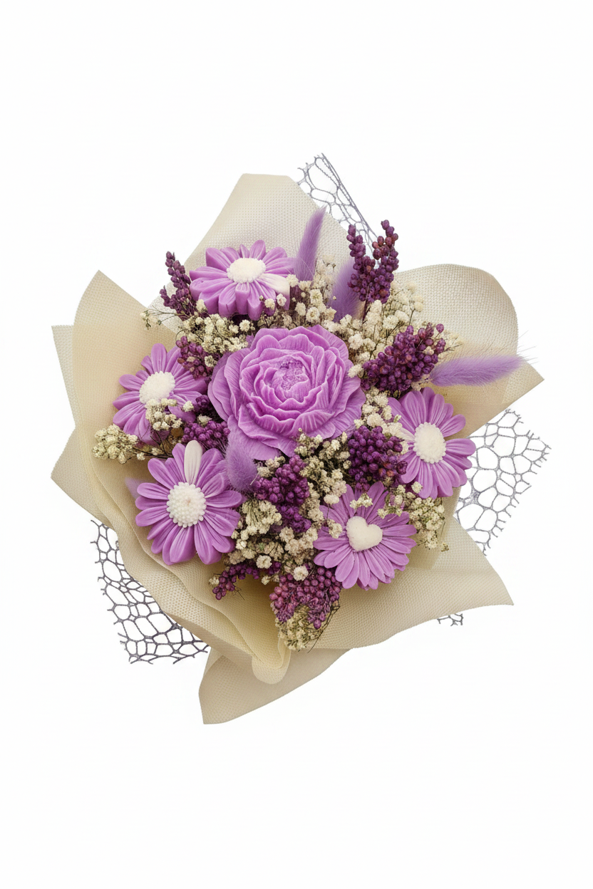 Bouquet Fiori di Cera Viola e Lilla