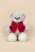 Orsetto Peluche Grigio con Fiocco Rosso