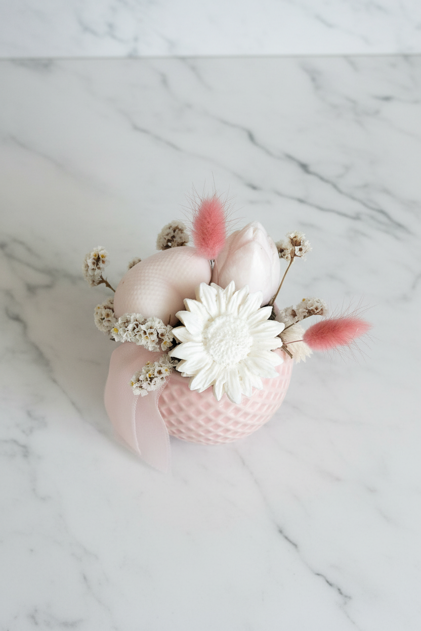 Mini Composizione Fiori di Cera Rosa