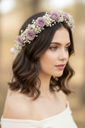 Corona di Fiori con Rose Stabilizzate Lilla