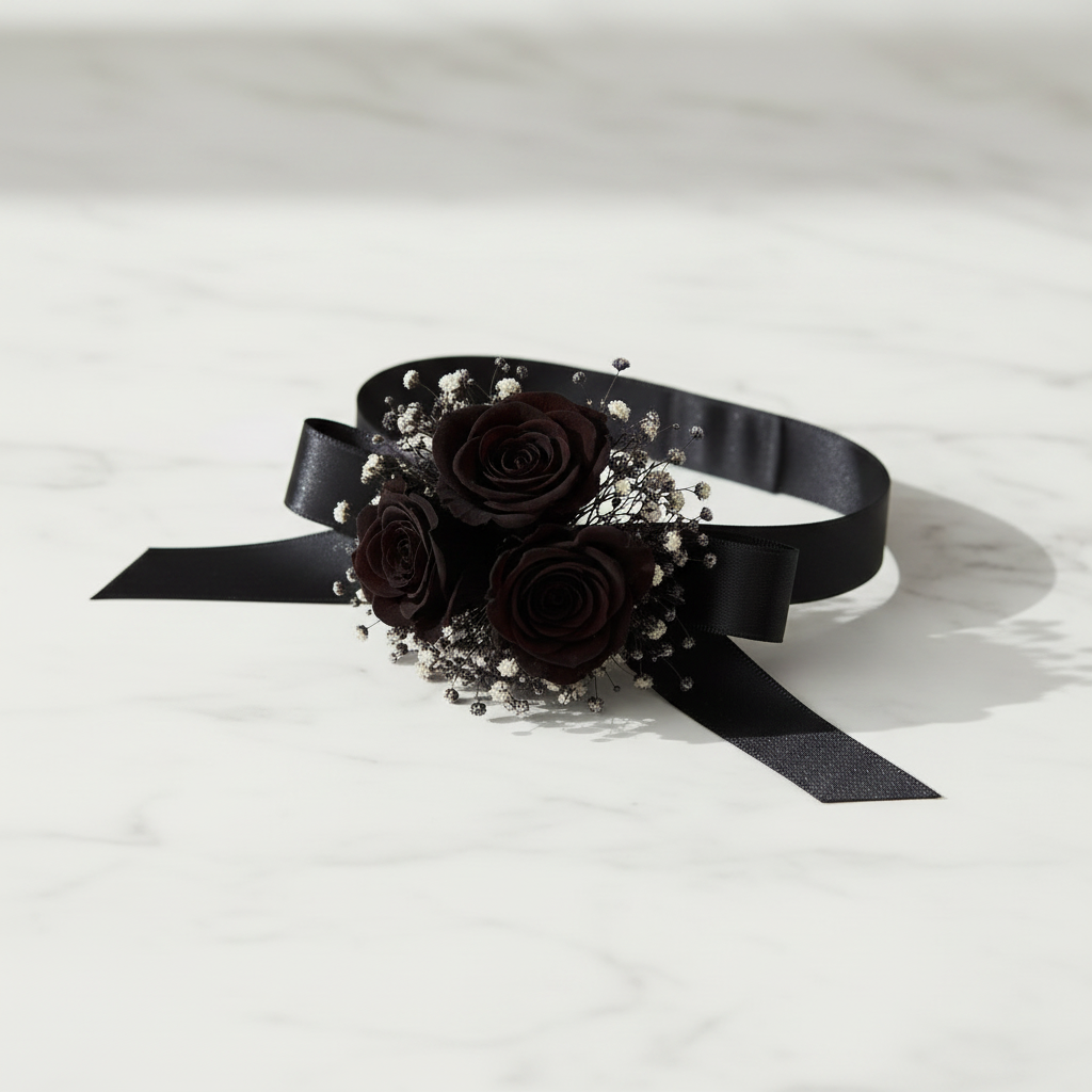 Bracciale Mini Rose Stabilizzate – Nero