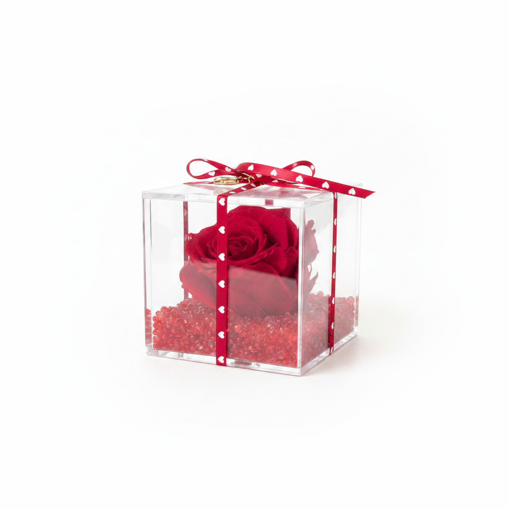 Cubo con Rosa Stabilizzata