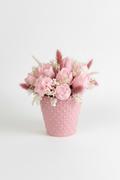 Composizione Fiori di Cera Rosa — Vaso Hobnail
