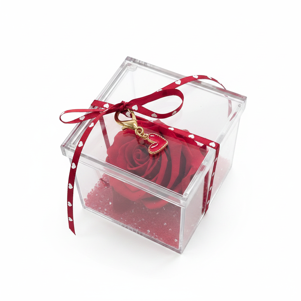 Cubo con Rosa Stabilizzata