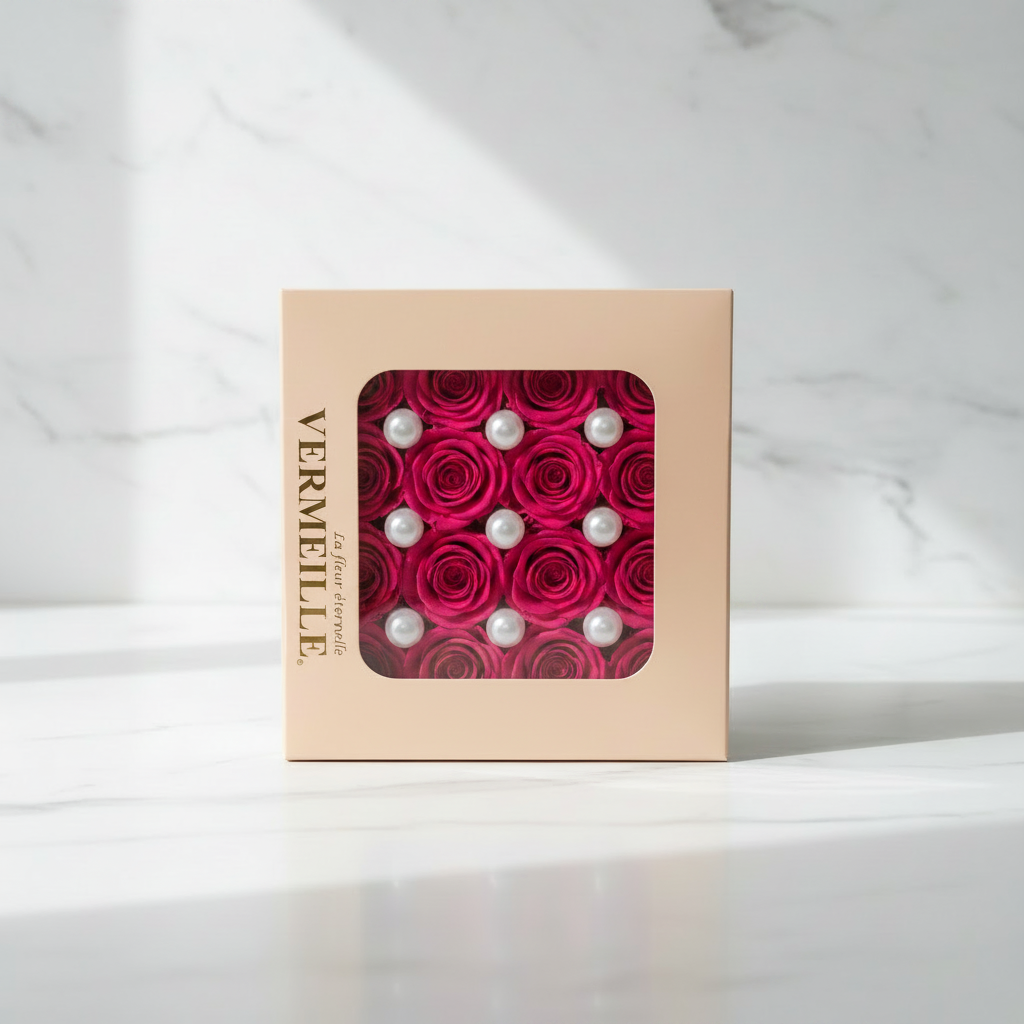 Scatola 16 Rose Stabilizzate Fucsia - Stile uniforme