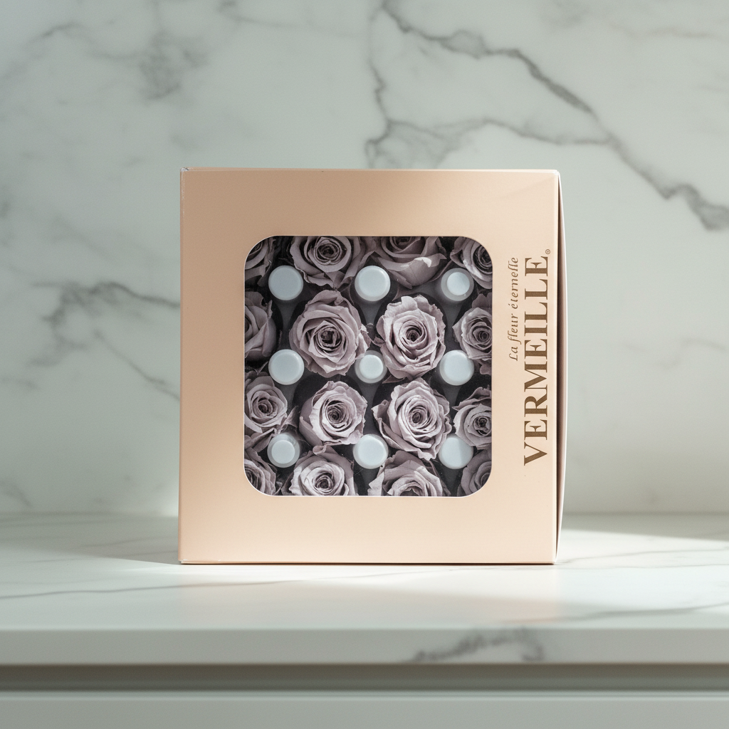 Scatola Rose Stabilizzate Malva - Premium
