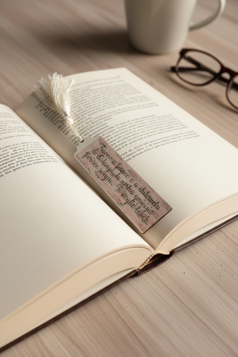 Segnalibro floreale su libro aperto