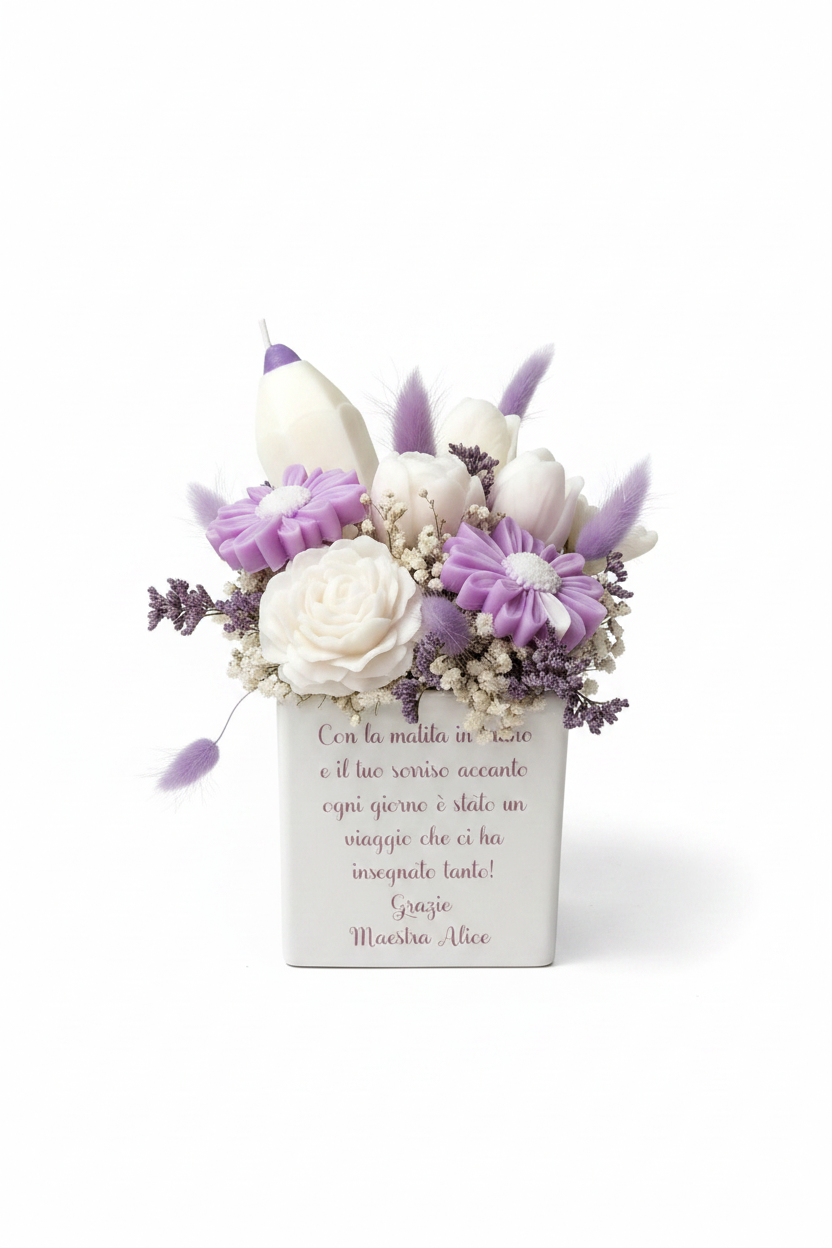 Vaso con fiori lilla - vista completa